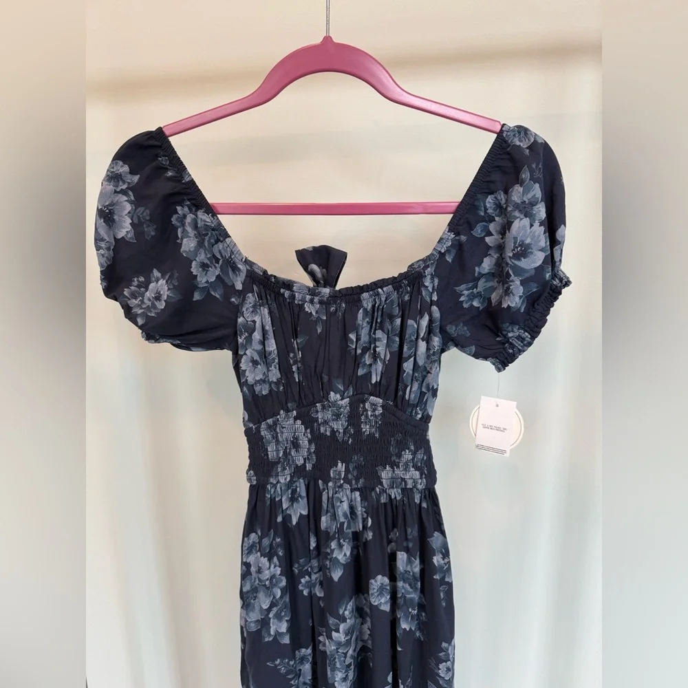 Hollister Saidie Short-Sleeve Tie-Back Midi CottageCore Dress Size Small Petite - Picture 4 of 9